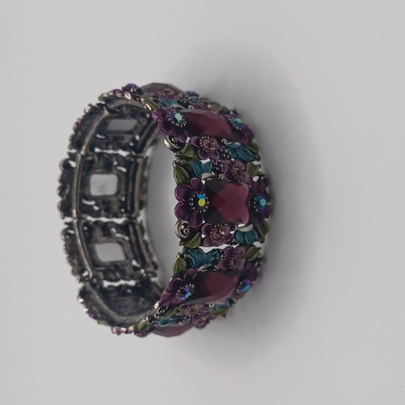 Floral and Rhinestone Cuff Bracelet - Picture 3 of 5